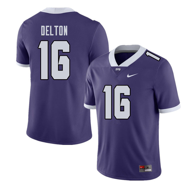 Men #16 Alex Delton TCU Horned Frogs College Football Jerseys Sale-Purple - Click Image to Close